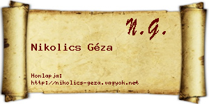 Nikolics Géza névjegykártya